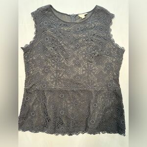 Adiva Black Eyelet Lace Floral Blouse